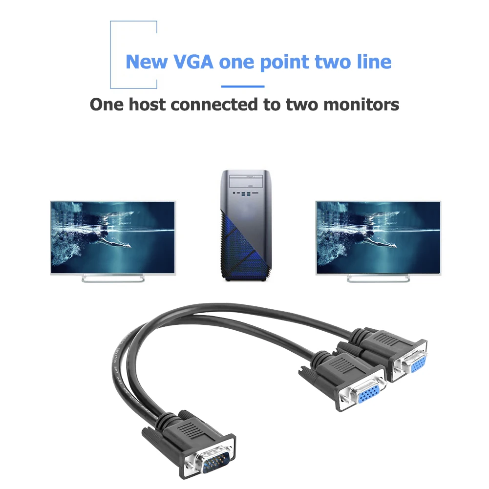 Moterų Splitter Cable VGA Male 2 Audio Kabelis Monitoriaus Adapterio 15 Pin Laido Mikrofonas Maišytuvas Vaizdo Švino PC TV