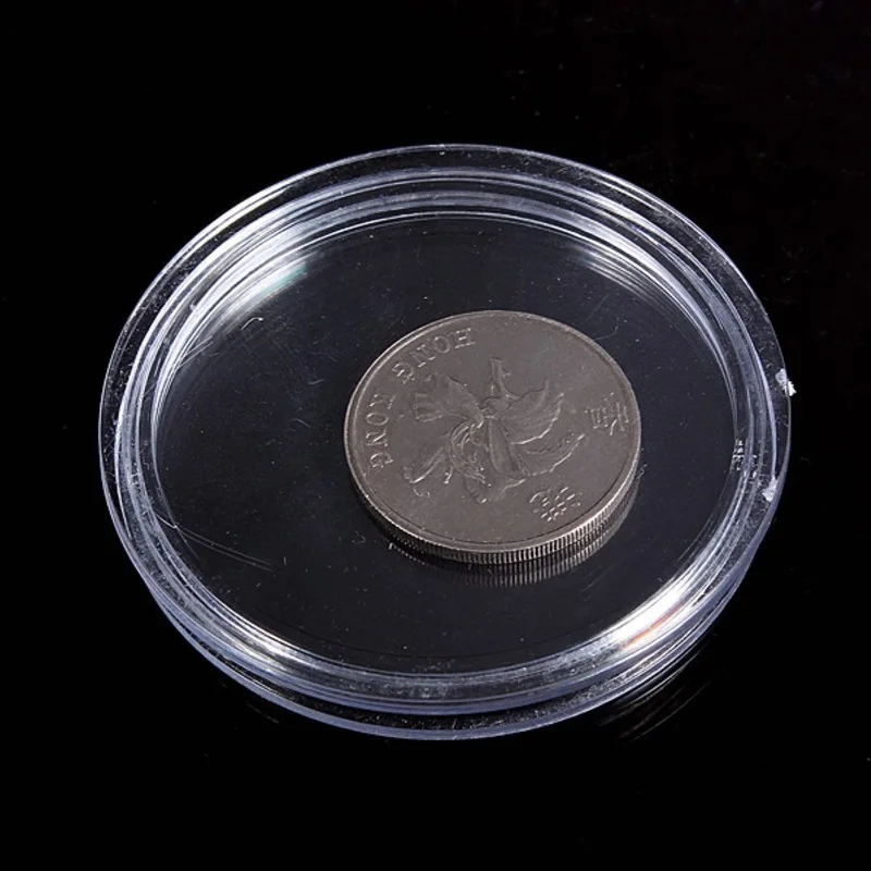 10 vnt Maži, apvalūs skaidraus plastiko monetų kapsulės dėžutėje 21mm