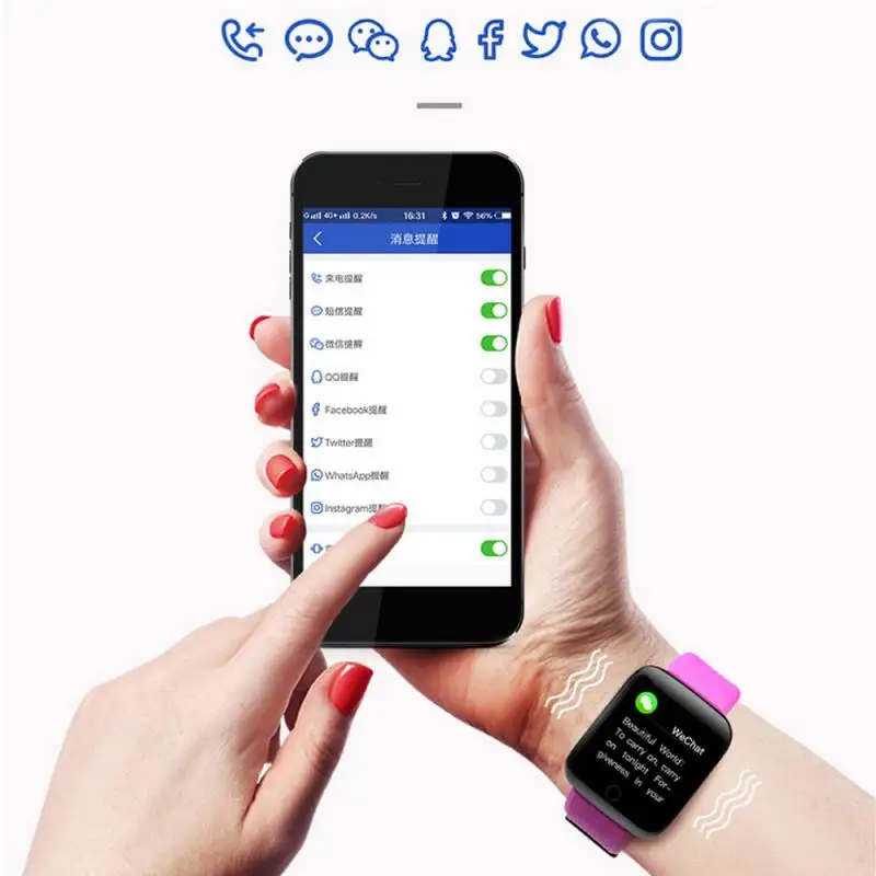 Smart Watch Vyrų, Moterų Kraujo Spaudimas Fitness Tracker Apyrankę Smart Laikrodis IP67 atsparus Vandeniui Sporto Smartwatch Rankogaliai