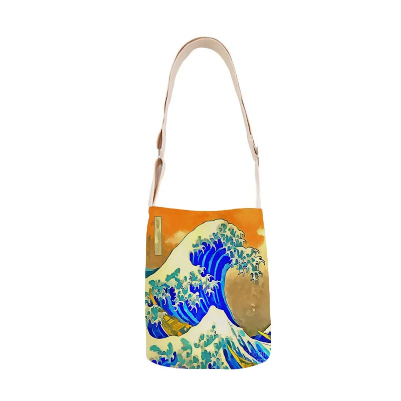 Kanagawa naršyti ponios pečių maišą medvilnės ir lino rankinės mini krepšys paprastas mini krepšys laisvalaikio krepšys