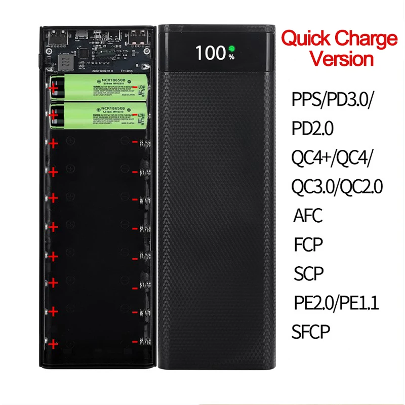 10*18650 PD QC 3.0 Greitai Įkrauti Baterijų Laikiklis Dėžutė Suvirinimo Nemokamai 4/8*18650 Baterijos Laikymo Dėžutė Dual USB Power Banko Atveju 