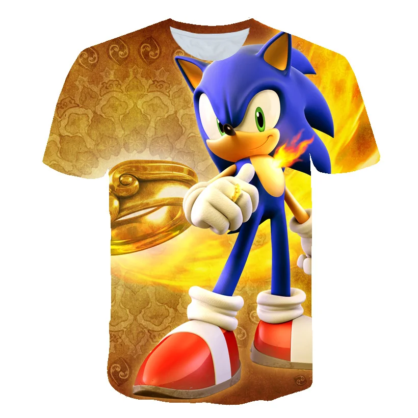 Sonic Deimantų Karaliaus 3d Spausdinimo Geltona Berniukų Drabužius trumpomis Rankovėmis Vaikų Marškinėliai 2021 M. Vasarą Naujas Mados Atsitiktinis Mergaičių marškinėliai Viršų