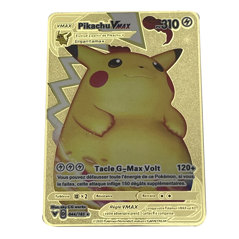 10 stilius naujasis prancūzijos Pokemon Pikachu Mewtwo Gold Card Metalo VMAX Mūšis Prekybos Taškas Kortelę Auksinė Žaidimų Kolekcija Kortelės Žaislą Dovanų