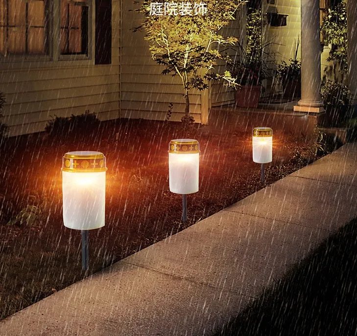 Saulės kapinės lempos lauko energijos taupymo vandeniui LED religinių žvakė, lempa, raudona ir balta aukojimo kapo lempos