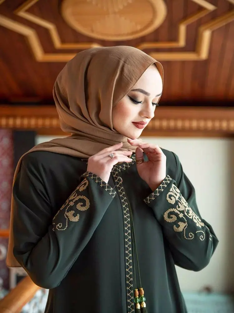 Ramadanas Kaftan Dubajus Abaja Turkijos Musulmonų moterys skarelė suknelė Islamo Kaftan Marocain suknelės Vestidos Eid Mubarakas Skraiste Femme