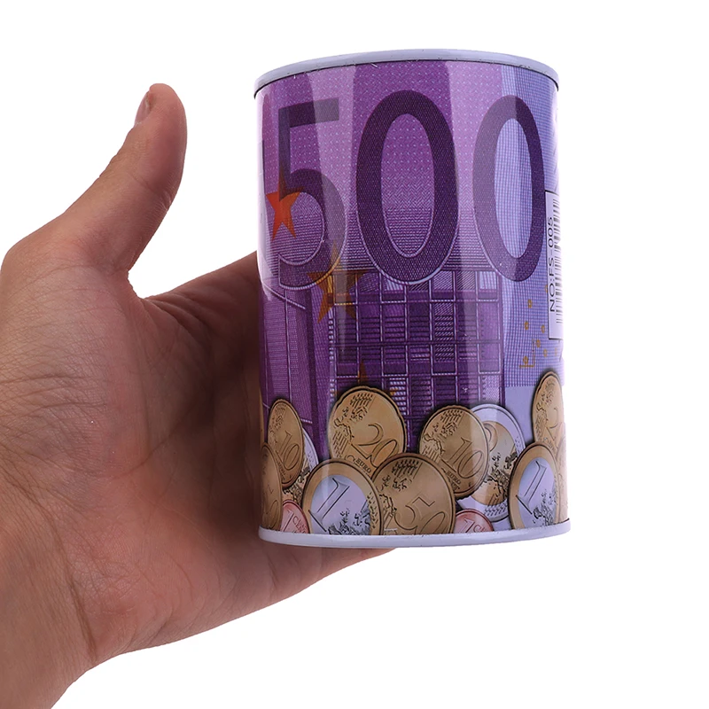 1PCs Kūrybos alavuotoji skarda Cilindrų Piggy Bank Euro Dolerio Paveikslėlio Lauke Namų ūkių Taupymo taupyklė Namų Puošybai Pinigų Dėžės