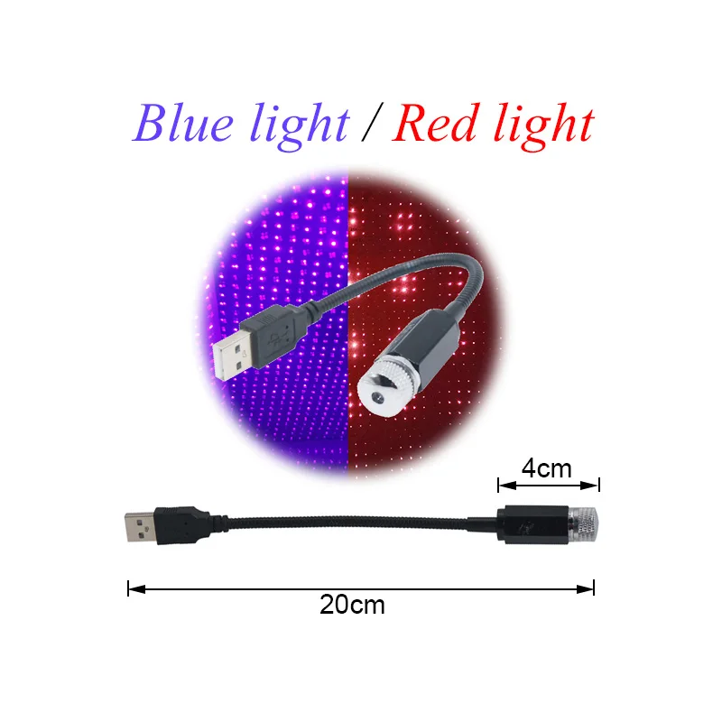 1-2 Vnt. LED Automobilio Stogo Star Naktį Šviesos Projektorius Atmosfera Galaxy Lempa USB Dekoratyvinės Lempos, Kolonėlė Automobilio Interjero Dekoro Šviesos
