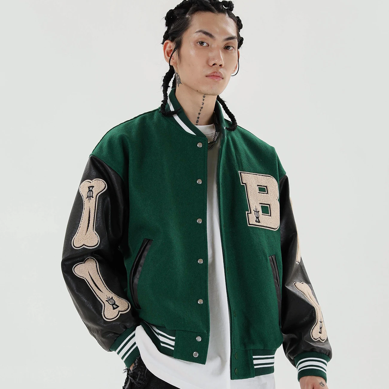Streetwear Bombonešis veste hommes femmes Hip-Hop fourrure os Kratinys couleur bloko vestes hommes Harajuku Beisbolo manteaux