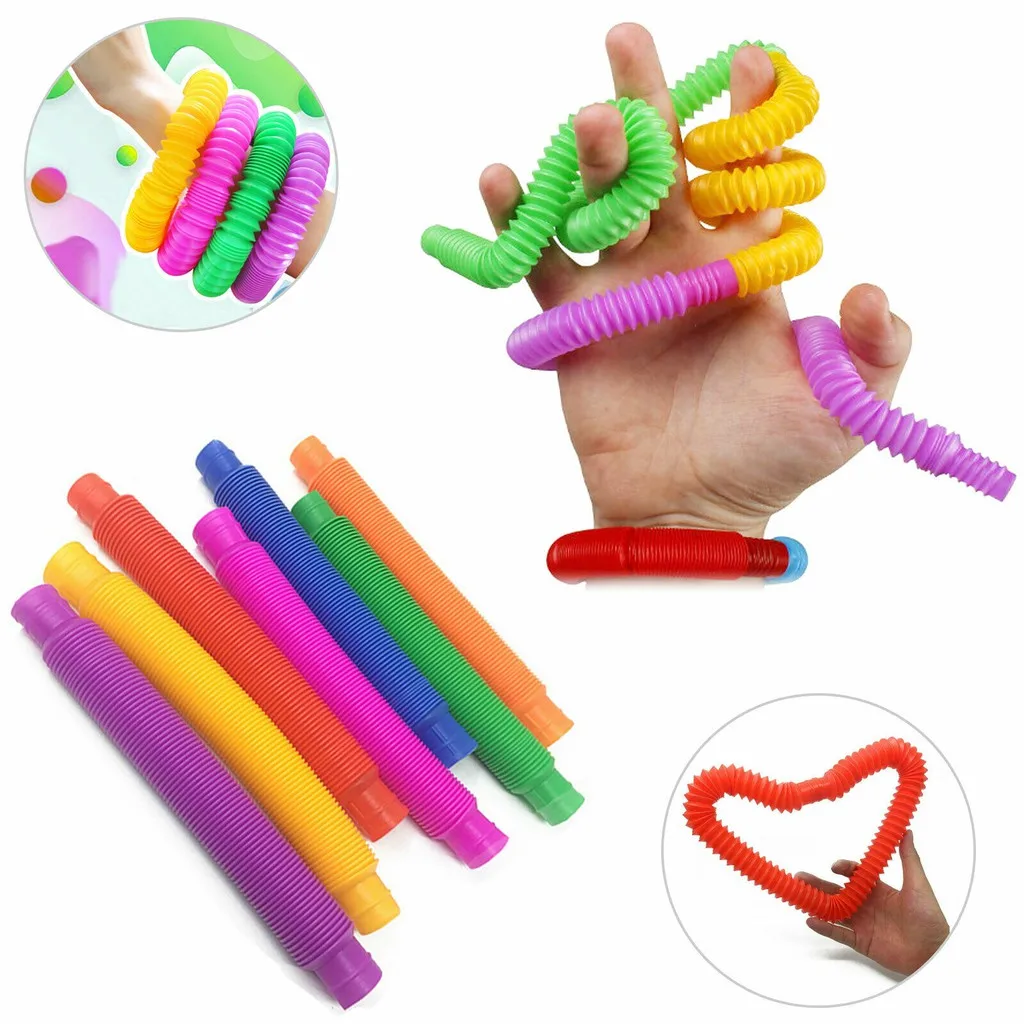 Spalvinga Fidget Pop Vamzdis, Žaislus, Vamzdžius, Jutimo Žaislai Įtempių Lankstymo Ruožas Plastikinis Vamzdis Gofruotas Teleskopinis Vamzdis Vent