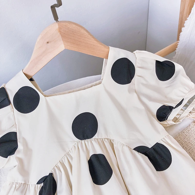 Naujas Atvyko Vasarą Vaikų Drabužių Baby Girl Dress Polka Dot Retro Sluoksniuotos Rankovėmis Lėlės Suknelė Bamblys Vaikams Drabužių