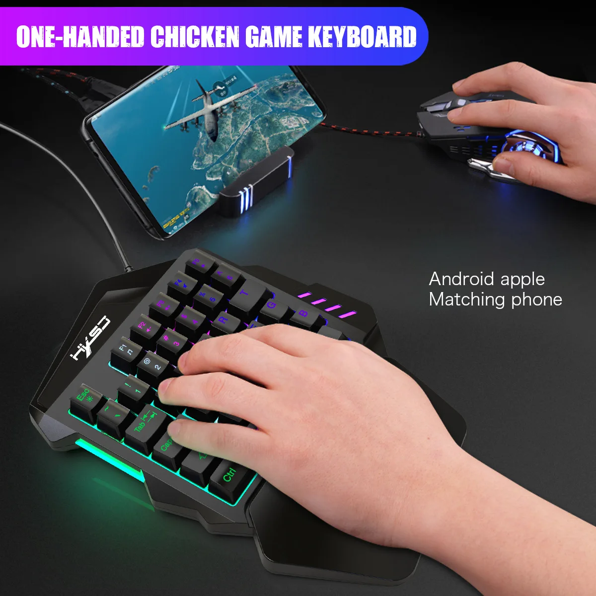 Mini 35-raktas Žaidimų Mechaninė Klaviatūra kairiarankis Manipuliatoriaus Mano, Vištienos Viena ranka Backlit Keyboard USB su Ranka Poilsio
