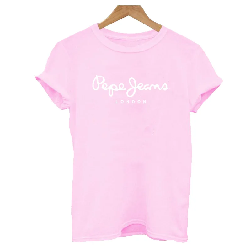 Vasarą nauju Moterų Prekės Print T-shirt Ladies Laišką Viršų trumpomis Rankovėmis Mados O-kaklo Marškinėlius Medvilnės Marškinėliai Pink Moterų Marškinėliai