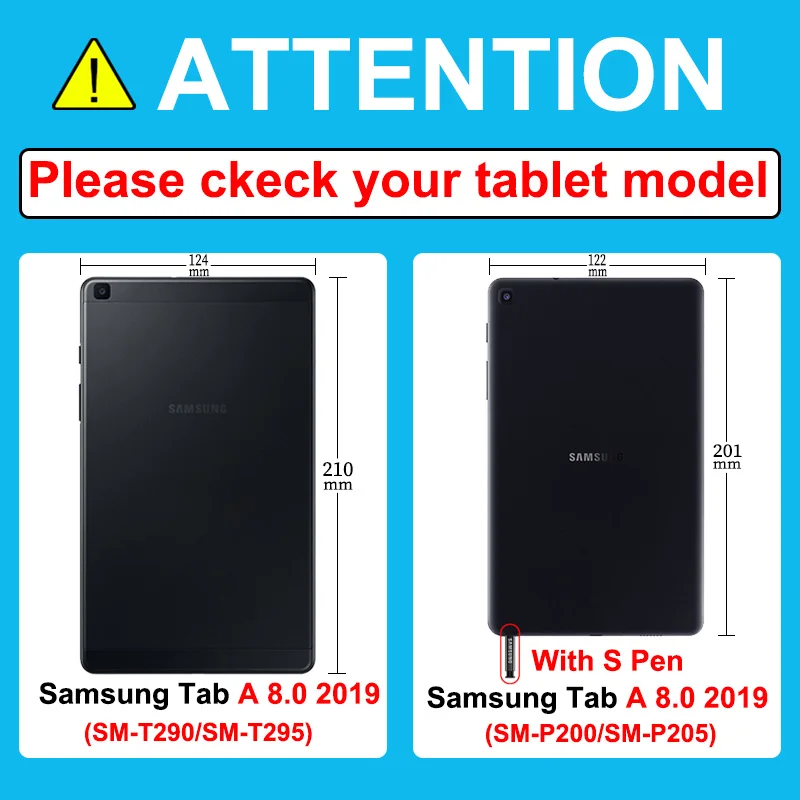 Samsung Tab 8.0 2019 SM-T290 T295 Tablet PU Oda Atveju Tab 8.0 2019 SM-už p200 P205 Reguliuojami Veidrodėliai Stovo Dangtelis
