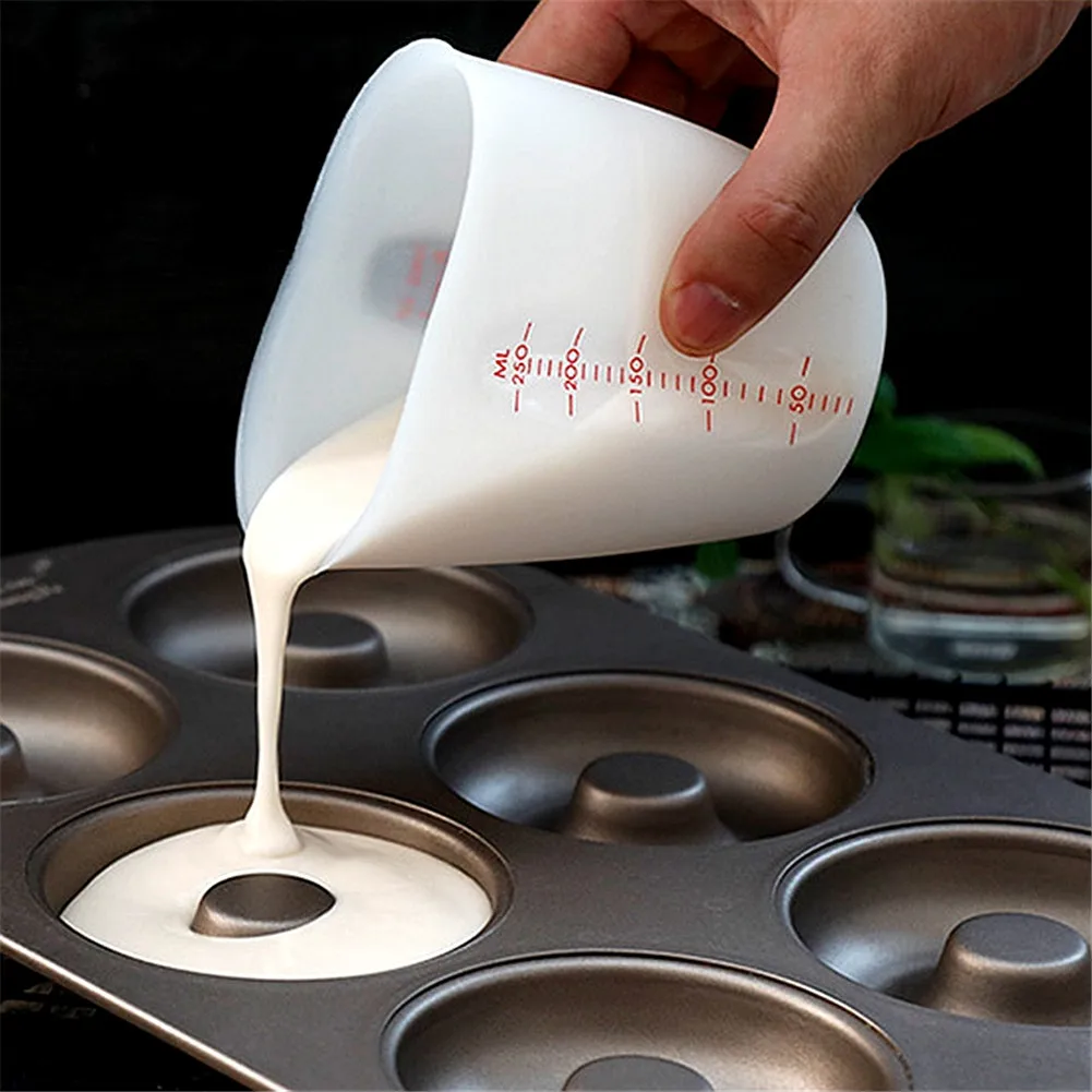 Silikono Matavimo Puodelis su Skale 250/500 ml Miltų, Pieno, Aliejaus Matavimo Įrankis Virtuvėje Kepimo Įrankis Priėmimo Desertas Kiaušinių Pyragas Pyragas