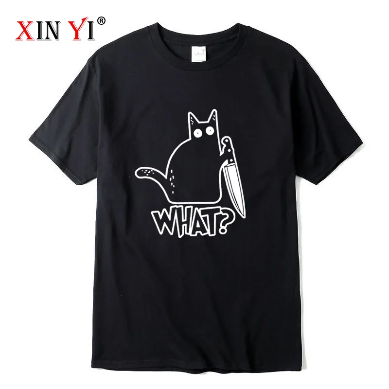 XIN YI vyriški T-shirt Aukštos Kokybės Medvilnės peilis katė spausdinti vyrų marškinėliai atsitiktinis palaidų vyrų marškinėlius, o-kaklo t-shirt vyrai tees viršūnės