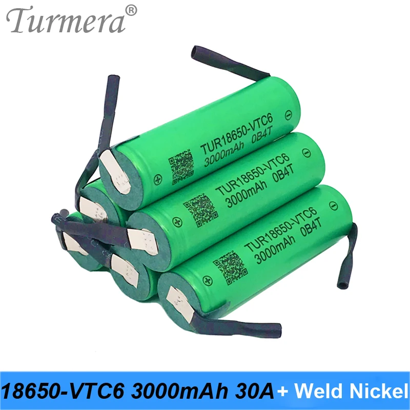 Turmera 18650 VTC6 3000mAh Baterija 30A Litavimo Nikelio 12V 16.8 V 18V 25V Elektros audra Atsuktuvas Baterija ir E-bike Naudoti