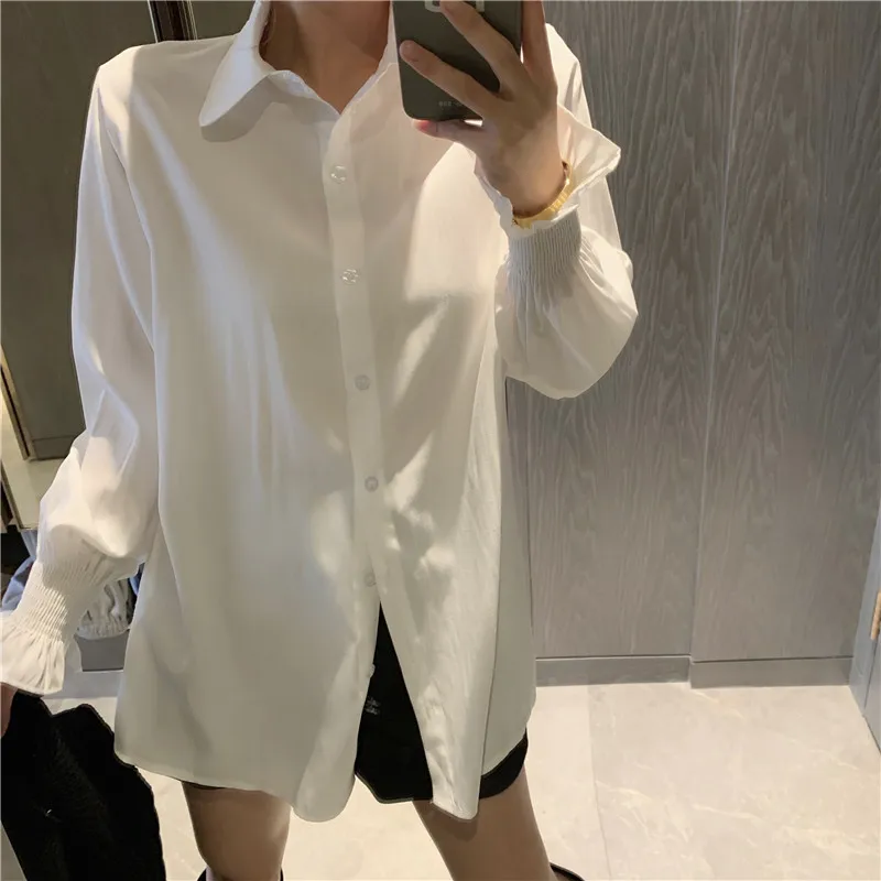 Autumn Elegant Two Piece Set For Women Plus Size Long Sleeve Buttons Up Bloust And Shirt + Belt Knitted Vest Outfits Korean 2021