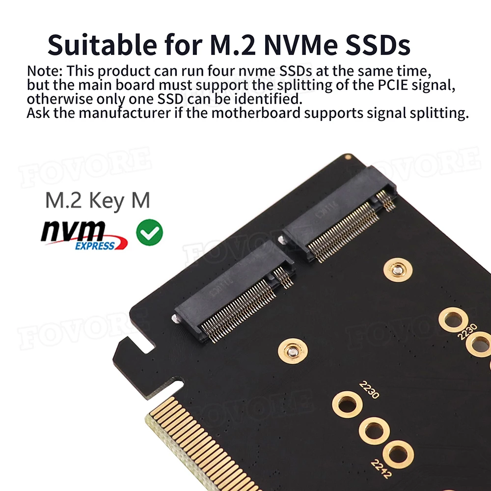 PCIE 3.0 x16, kad 4Port M. 2 NVME SSD Adapteris Raid Kortelės VROC PCI-E Riser Card Paramos 2230 2242 2260 2280 M2 NVME AHCI SSD PC