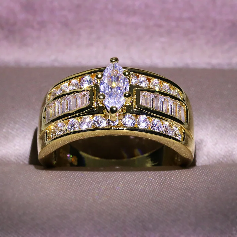 Prabanga Moterų Vestuvių Žiedas Nustatyti Derliaus Kristalų 18KRGP Aukso Užpildytas Amžinybę Vienas Žiedas Žada Sužadėtuvių Žiedai Moterims