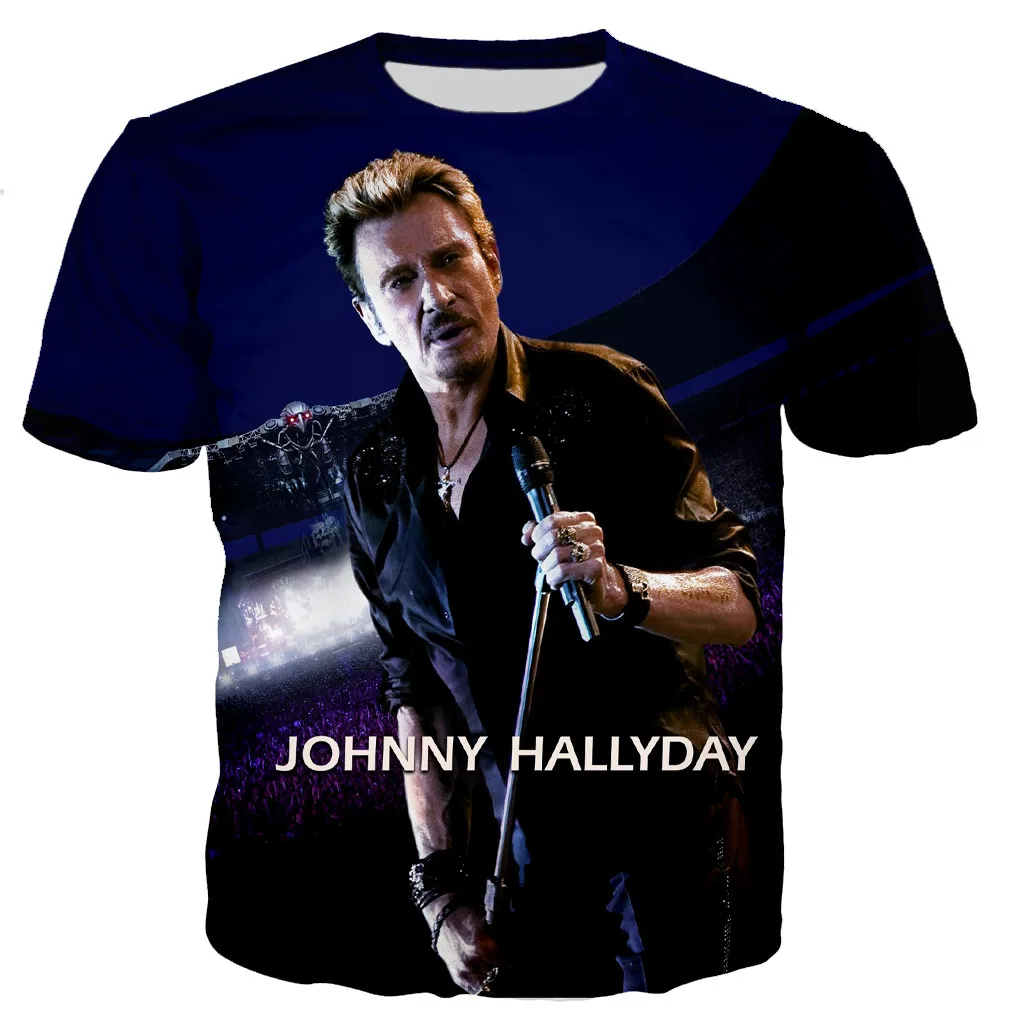 2021 3D Atspausdintas Johnny Hallyday, T-marškinėliai Vyrams/moterims Naujos Mados Kietas Tee Dropshipping Marškinėliai Streetwear Negabaritinių Viršūnės