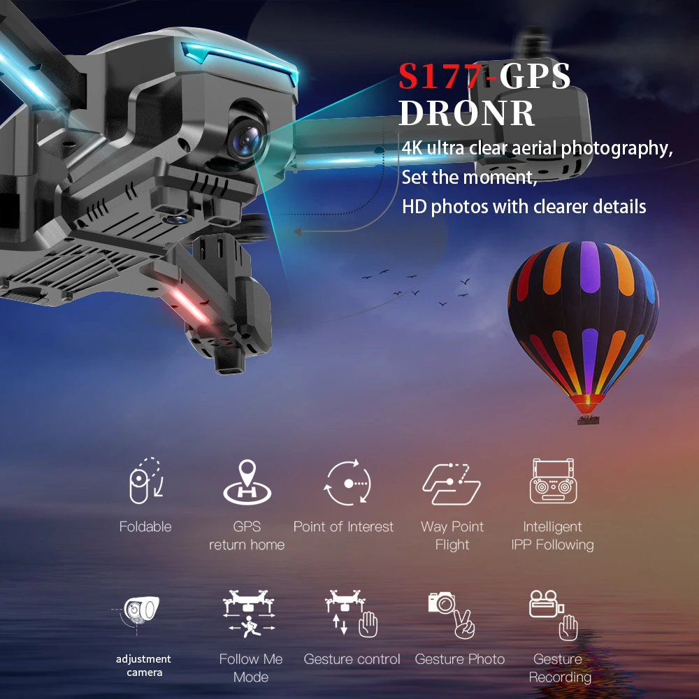2021 NAUJAS RC S177 Drone su Aerial HD Vaizdo Kamera 4K RC Tranai 2.4 G/5G RC Sraigtasparnis FPV Quadrocopter Drone, Sulankstomas žaislas PK E58