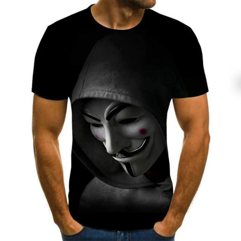 3D atspausdintas vyriški T-shirt klounas veido atsitiktinis O-kaklo trumparankoviai klounas T-shirt 2021 m. vasarą, nauji vyriški drabužiai