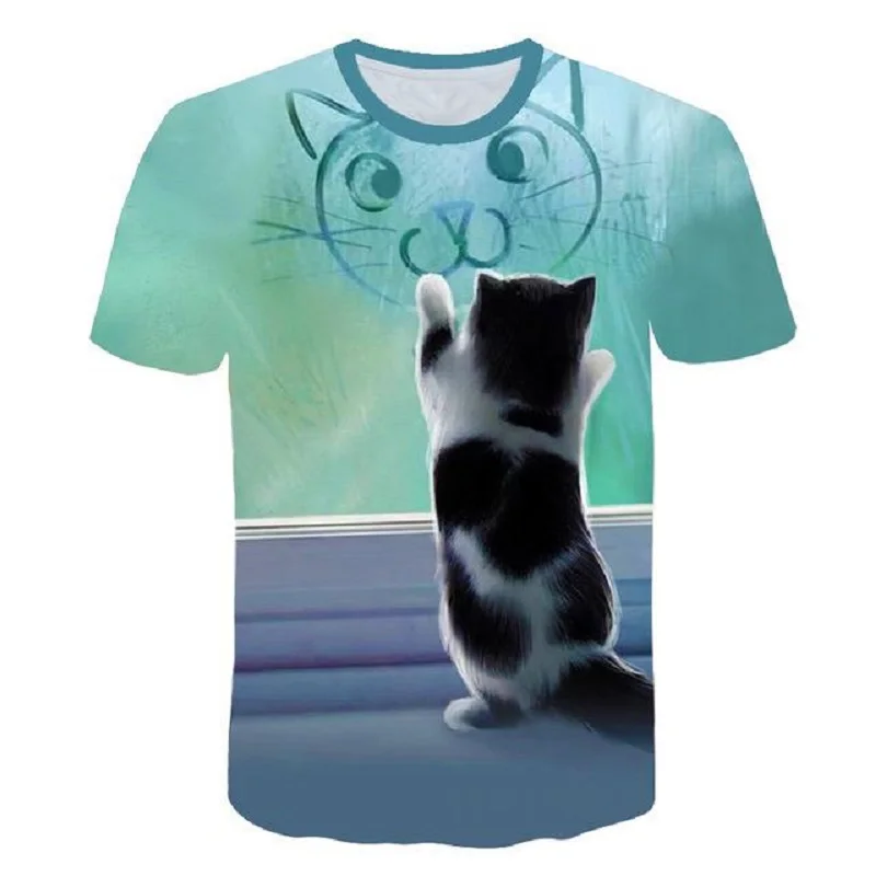 2021 naujas cool T-shirt vyrai/moterys 3d T-shirt spausdinimas dvi kates trumparankoviai vasaros orui top marškinėliai juokinga T-shirt