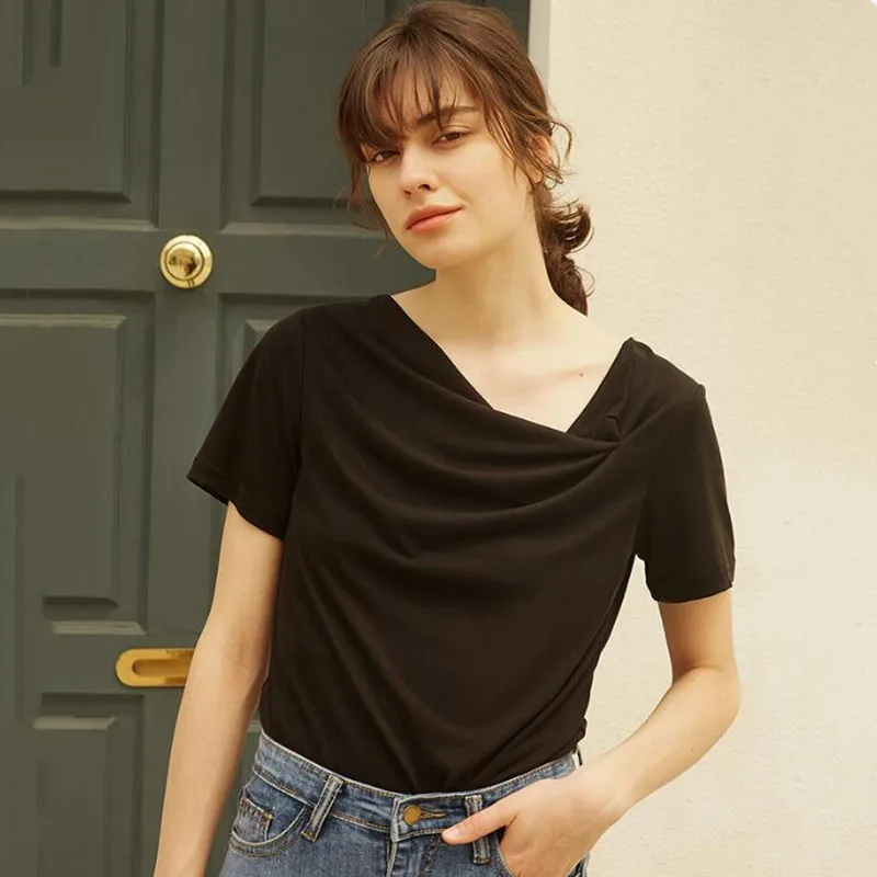 Plus Size 5XL 6XL Moterų Vasaros marškinėliai trumpomis rankovėmis, plonas Nerijos Apykaklės medvilnės T marškinėliai Atsitiktinis Palaidų Moterų Rudenį mezgimo Viršūnės