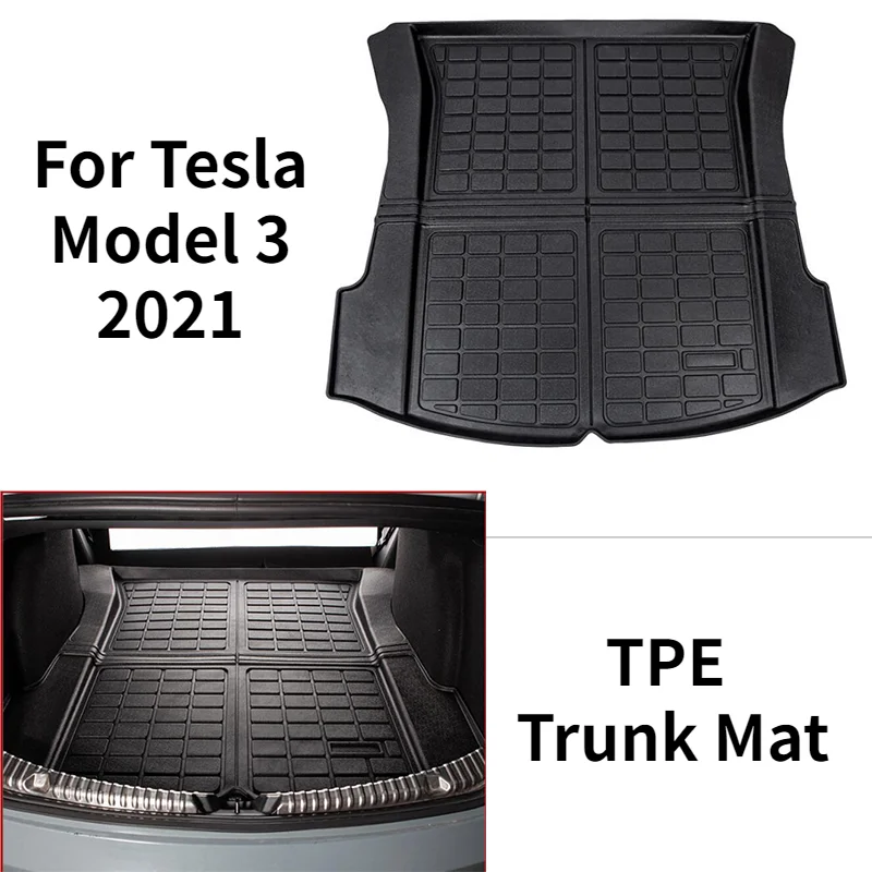 Už Tesla Model 3 2021 Automobilių Galinis Kamieno Saugojimo Kilimėlis Krovinių Model3 Kamieno Kilimėliai Individualų Dėklas Atsparus Vandeniui Pagalvėlės Priedai