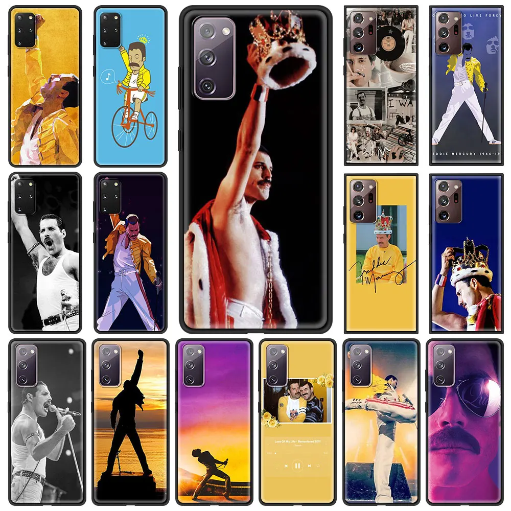 Freddie Mercury Karalienė Juodas Minkštas Viršelis Samsung Galaxy S20 S21 FE 20 Pastaba Ultra S10 Lite S9 Plus S8 S10e TPU Telefono dėklas Shell