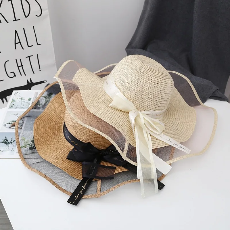 Beisbolo kepuraitę naujų korėjos vasaros Bžūp Japonijos šiaudų bowknot paplūdimio saulės Moterų bžūp atsitiktinis lauko Vyrų bžūp mados atspalvį skrybėlę