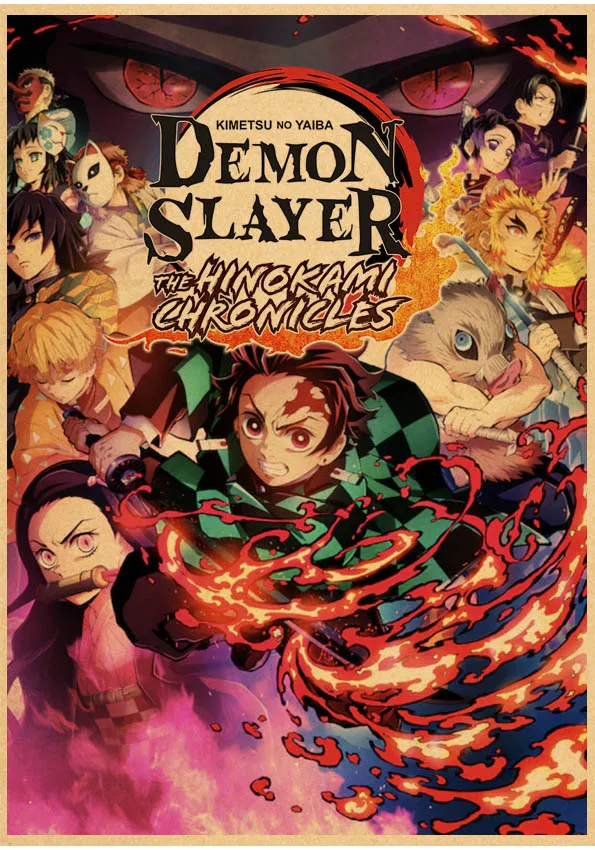 Japonų Animacinių Filmų Demon Slayer: Kimetsu Nr. Yaiba Tanjirou Nezuko Anime Plakatai Kraftpopieris Derliaus Namo Kambaryje Menas, Sienų Lipdukai