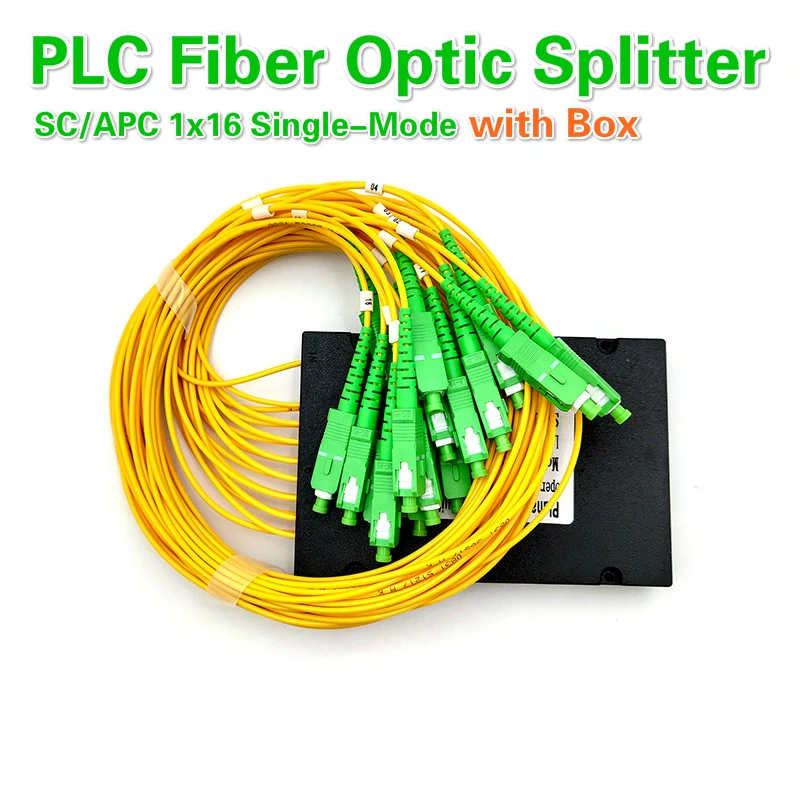 APC 1x16 SC 1M 2.0 MM PLC optinis splitter SC APC 1x16 PLC Pluošto optiniai splitter vieną režimas