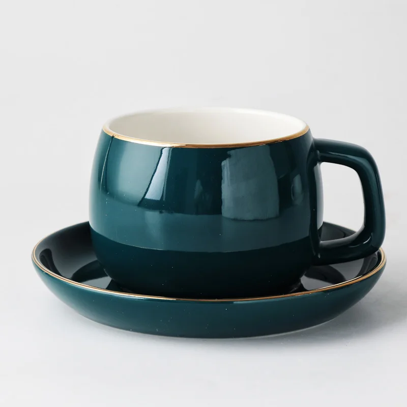 MUZITY Keramikos Arbatos Puodelio Porceliano Lėkštė žalios Kavos Puodelio Rinkinys su 304 Nerūdijančio Plieno Šaukštas Drinkware 10oz