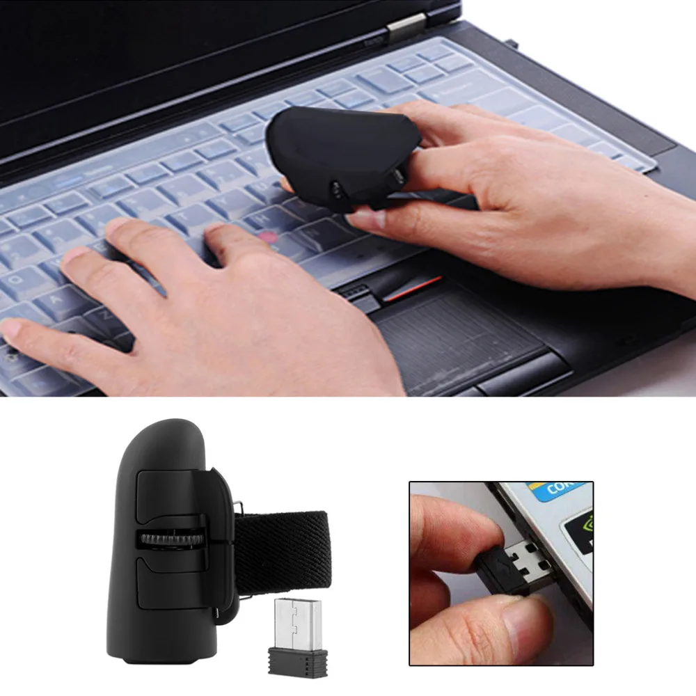 Universalus 2,4 GHz, USB, Wireless Piršto Žiedai, Optinė Mini Pelė 1600Dpi Už Notebook Laptop Tablet KOMPIUTERIO Pelės