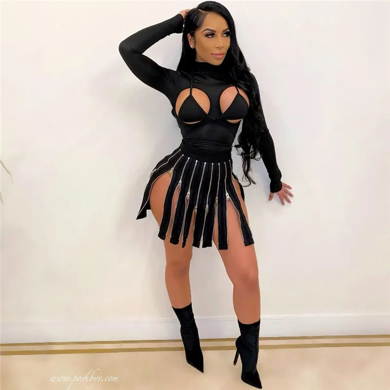 Hirigin Sijonai 2021 Seksualus Aukšto Juosmens Black, Gothic Mini Sijonai Naktinis Klubas dėvėti QParty Moterų Sijonai Jupe Femme Sijonai
