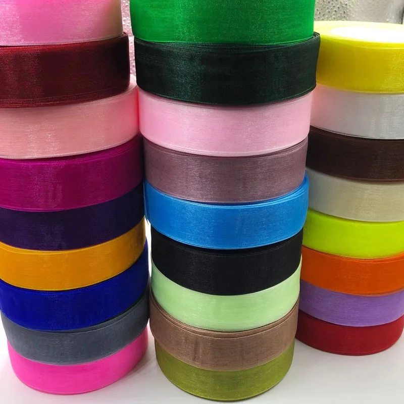 25mm Width 5 Meters/package Solid Color Organza Ribbons
