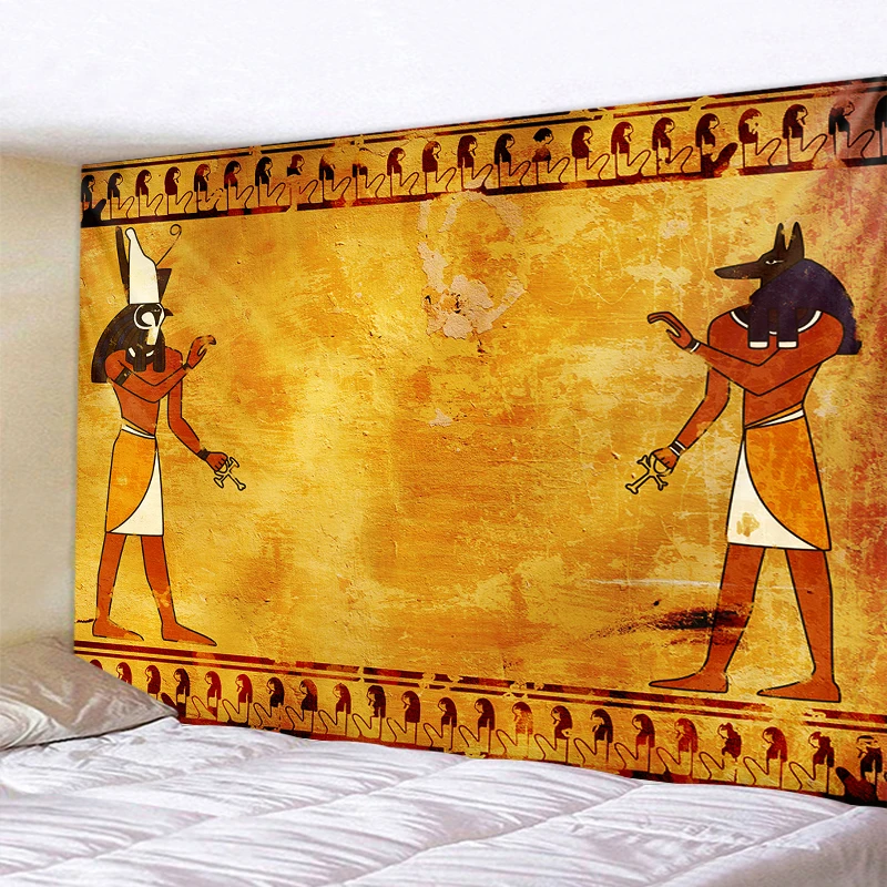 Geltona senovės Egipto gobelenas sienos kabo senų kultūros spausdinimo Hipių Egipto gobelenas sienos audiniai namų puošybai retro bakstelėkite
