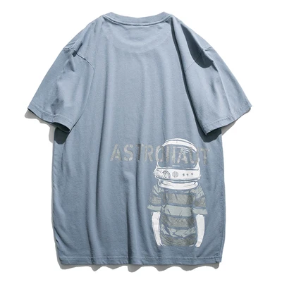 Han Vyrų retro vasaros astronautas tendencija spausdinti trumpas rankovės pusė rankovės gatvės marškinėliai TEE banga