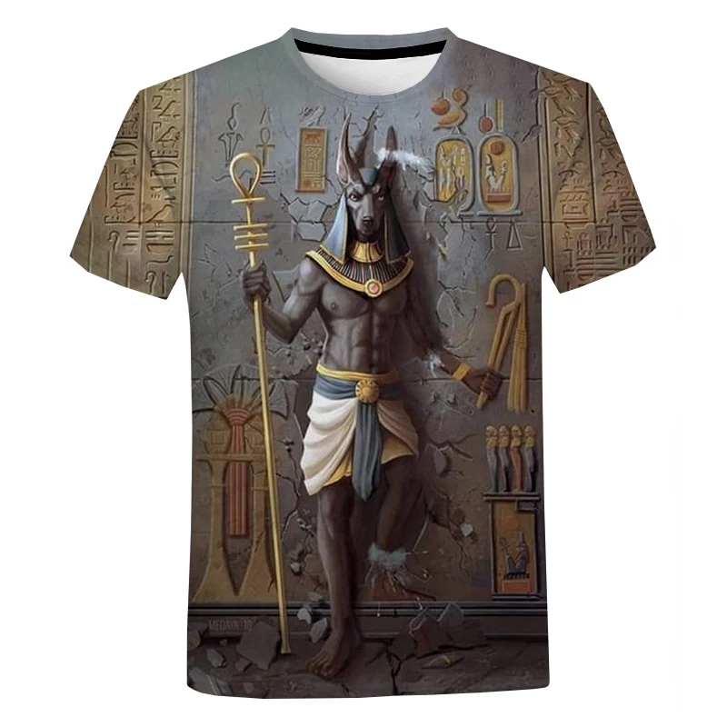 2021 Naujas Retro Stiliaus Senovės Horo Egipto Dievo Akių, Egipto Faraonas Anubis 3D T Marškiniai Vyrams, Moterims, Harajuku Juokinga Trumpas Rankovės