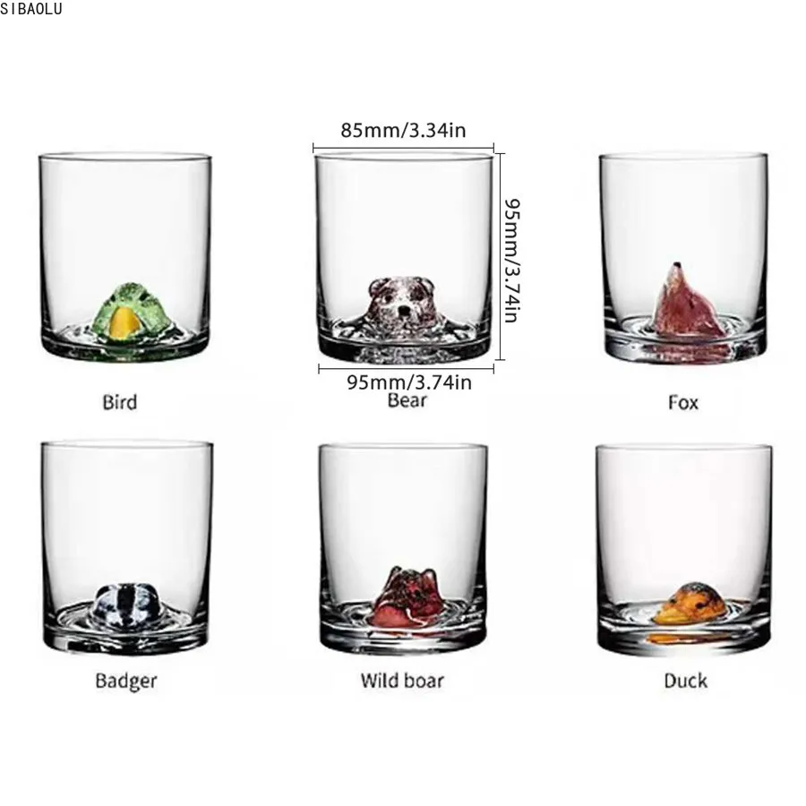 Kūrybos Gyvūnų Stiklo Taurės Švino Ultra-Aiškumo Stiklo Vyno taurė, Alaus Stiklo Alaus, Vandens, Vyno, Viskio Arbatos Dovanos stiklo puodelis