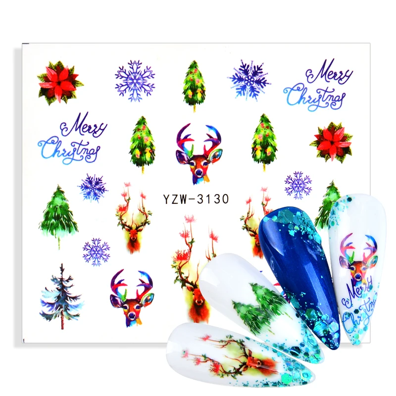 Kalėdų Nagų Dailės Lipdukai 3D Žiemos Santas Sniego Watermark / Lipni Slankiklį Lipdukai Kalėdos Manikiūro Nagai Apdaila Patarimai