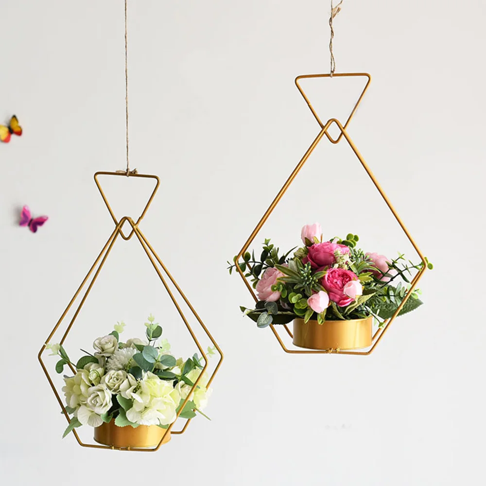 Metalo Gėlių Krepšelis Aukso Gėlių kompozicijų Kaustytomis Geležies Nešiojamų Kabo Gėlių 