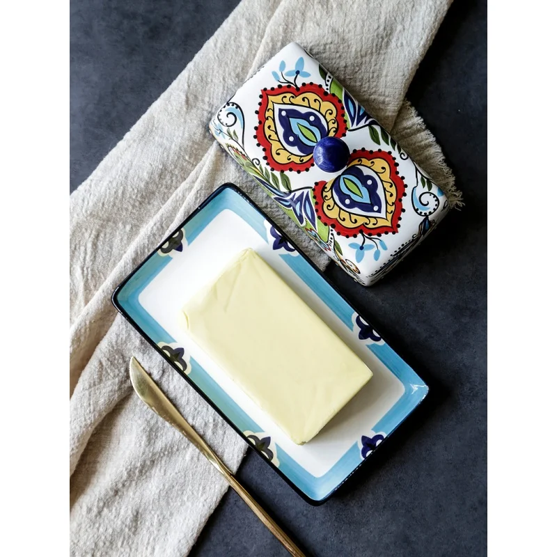 8inch Kūrybinės Keramikos Sviestas Lauke Europos Stalo Lėkštę su Dangčiu Sviesto Keptuvėje Sviesto Desertas Patiekalas Sūrio Laikymo Dėžutė