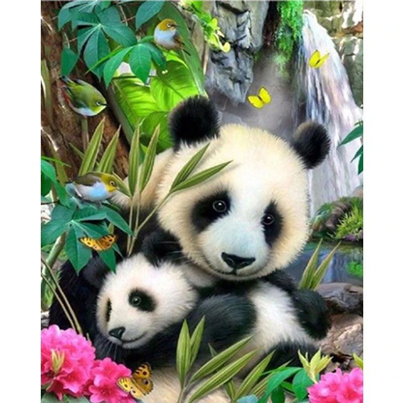 Diamond Tapyba Visą Gręžimo Panda Broderie Diamond Animacinių Filmų Kryželiu Šiuolaikinio Namų Dekoro Dervos Nuotraukas