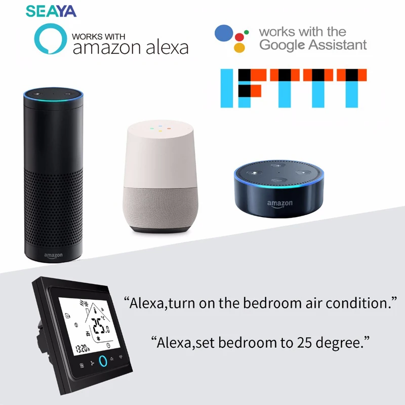 SEAYA WiFi Smart Termostatas, Temperatūros Reguliatorius, Skirtas Elektrinis Grindų Šildymas Vandens/Dujų Katilas Dirba su Alexa 