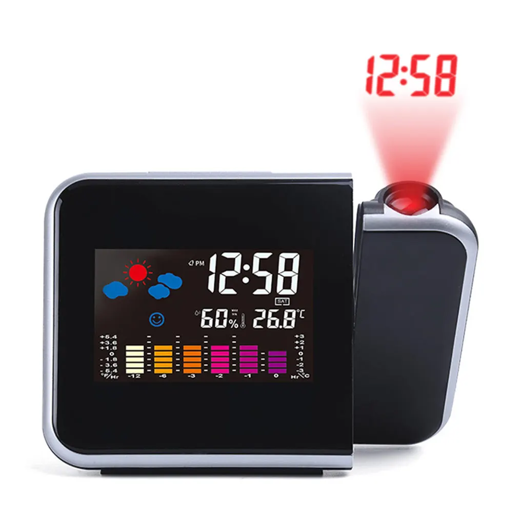 LED Ekranas Projection Alarm Clock Namų Skaitmeninio signalo Atidėjimo Funkcija Oras, Termometras, Drėgmės Stalo Laikrodis