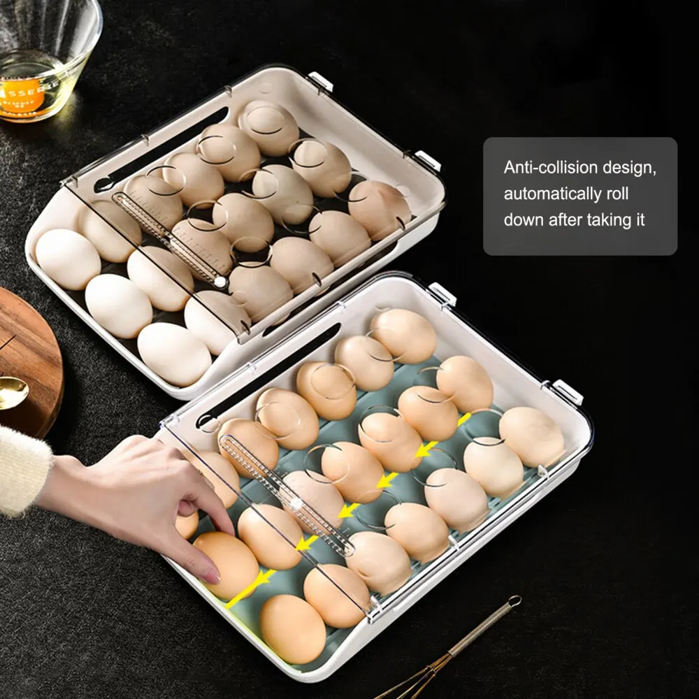 Kūrybinis Automatinis Pasipriešinimo Kiaušinių Dėžutės Virtuvės Šaldytuvas Kiaušinių Laikymo Dėžutė Namų Skaidrus Stalčius, Kiaušinių Dėklas