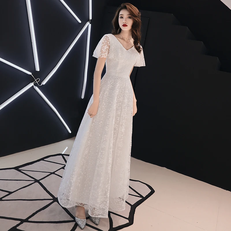 2021 Naujas-Line Iliuzija Nėrinių Vakaro Suknelės Ilgai Seksualus V-Kaklo Princesė Vakare Gown Paprastas Elegantiškas Oficialių Gimtadienio Prom Dress
