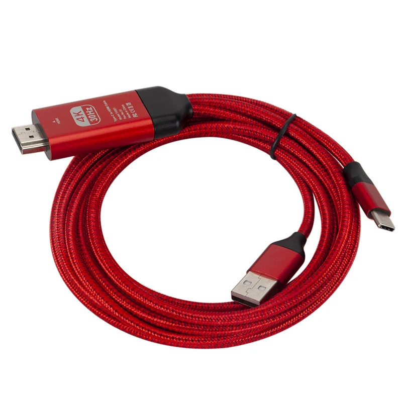 Tipas-C USB-C-HDMI M/Įkrovimo Kabelį Telefoną Prie TV HDCP 2.2 4K30Hz Aukštos Vaizdo Rezoliucijos 